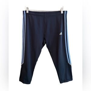 Adidas Women's Navy Leggings with Light Blue Stripes